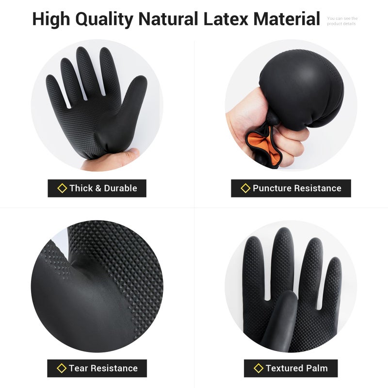 ThxToms 3 Pairs Dishwashing Gloves, Reusable Latex Cleaning Gloves for Housework Kitchen Bathroom, Durable Flexible & Anti-slip, Smooth Lining, Easy On & Off, Extra Large, Black - Image 2